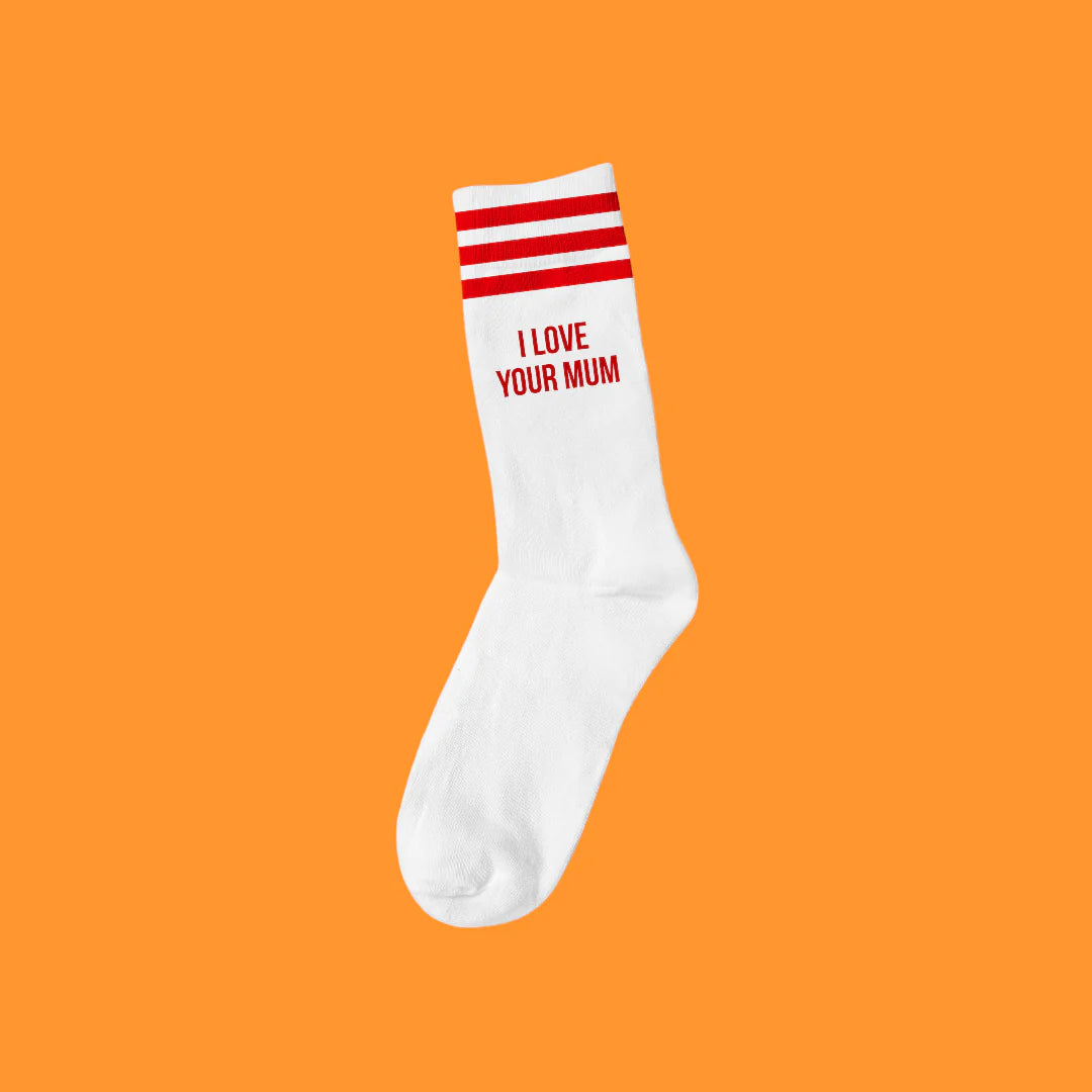 I LOVE YOUR MUM RED - WHITE SOCKS